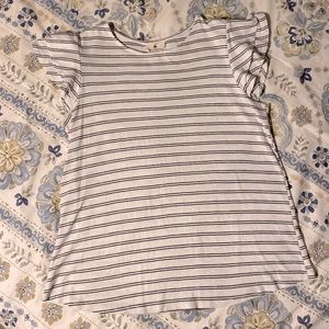 Casual Striped Top with Ruffled Sleeves